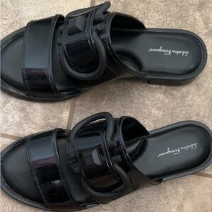 Black Ferragamo slides size 9